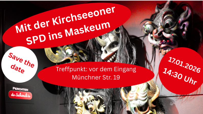 Wir möchten gemeinsam das Kirchseeoner Maskeum besichtigen. Alle Kirchseeoner\*innen sind herzlich willkommen. Der Kirchseeoner Perchtenlauf wurde 2024 in das Bundesweite Verzeichnis des immateriellen Kulturerbes aufgenommen. Dem trägt das „Maskeum“ mit